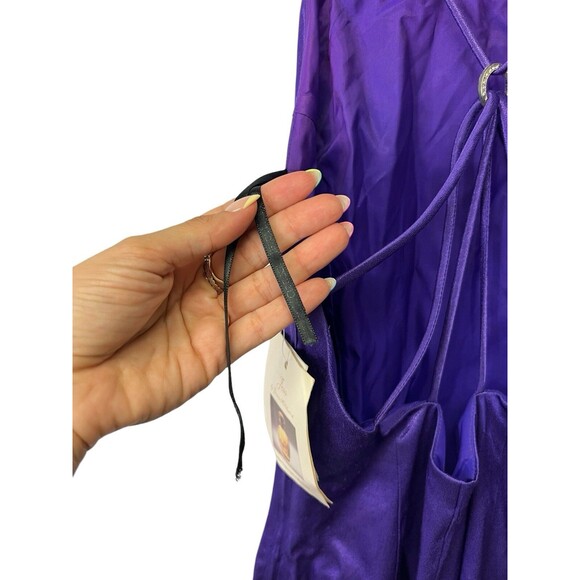 NWT Jessica McClintock Gunne Sax Satin Purple Diamond Princess Dress Size 13/14 - Picture 11 of 16